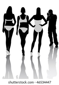 Illustration of models and photographer