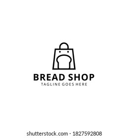 Illustration modern abstract bread bakery food with shopping bag logo design emblem 