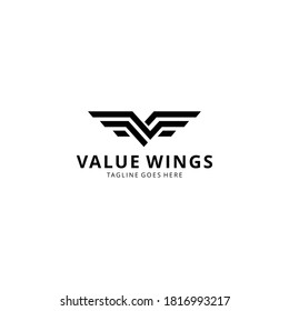 Illustration Modern Abstract Geometric V Wings Vector Logo Design Template