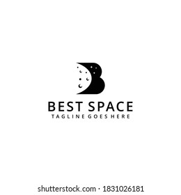 Illustration modern abstract globe galaxy space with B sign logo design template.