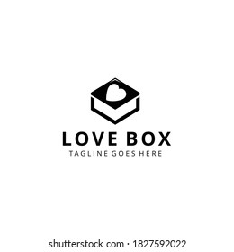 Illustration modern abstract heart or love sign on box logo design template