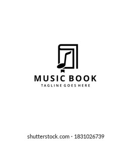 Illustration modern abstract music note sign connect with book education logo design template