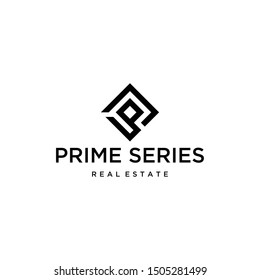 Illustration of modern abstract P sign mark for a company in the real estate or diamond
