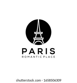 Illustration of modern abstract Paris Eiffel Tower sign.