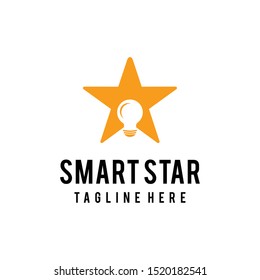 Illustration of a modern abstract star with a light bulb in it logo design