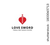 Illustration modern abstract sword or saber sign with heart or love logo design template