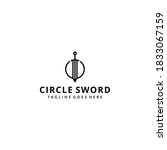 Illustration modern abstract sword or saber sign with circle logo design template