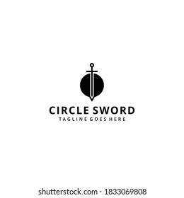 Illustration modern abstract sword or saber sign with circle logo design template