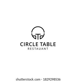 Illustration modern abstract table and chair on circle logo design template