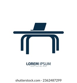 Ilustración moderna diseño de logotipo de tabla abstracta icono vector con portátil