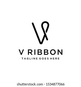 Illustration modern abstract V like aids ribbon  logo design