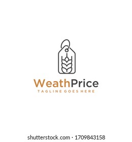 Illustration of a modern abstract Wheat sign with a tag price logo design