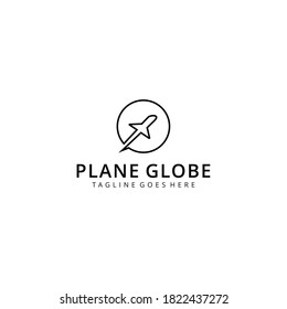 Illustration modern airplane on circle silhouette logo template Vector 