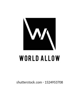 Illustration modern AW or WA geometric logo design