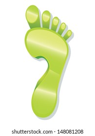 Illustration of a modern bare foot stamp/Vector Glossy Foot Print Icon