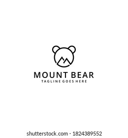 Illustration modern Bear with mountain sign logo design emblem template