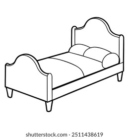 Illustration of a modern bed frame design with clean, contemporary lines for stylish interiors.