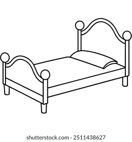 Ilustração de um design moderno de quadro de cama com linhas limpas e contemporâneas para interiores elegantes.