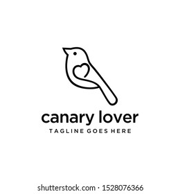 Illustration modern bird logo template vector icon with heart sign.