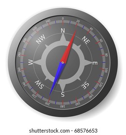 Illustration of the modern black compass. Vector.