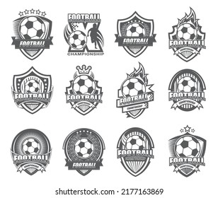 Illustration of modern black and white football symbol set