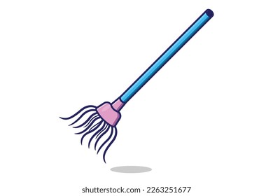Illustration of a modern broom vector cartoon white background