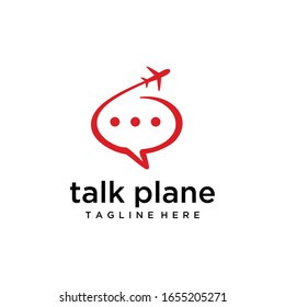 Illustration modern bubble talk sign combined with airplane logo design