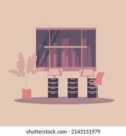  ilustración de un espacio de trabajo interior de edificio moderno
