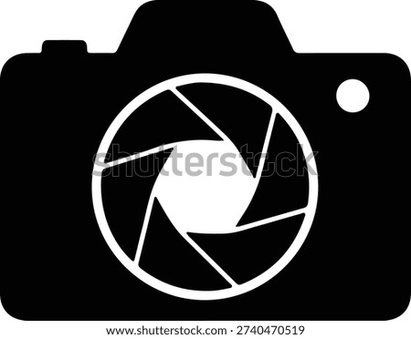 Illustration of a modern camera with aperture silhouette vector