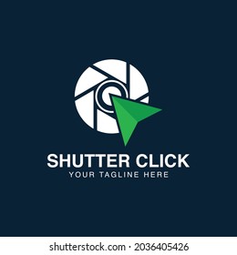 Illustration Modern camera photography with click arrow logo icon vector template