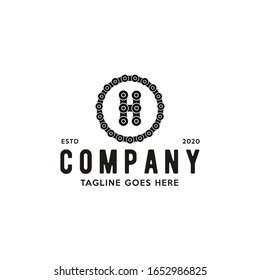 Illustration modern chain motorbike or bicycle sport on sign H logo design vector
