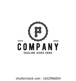 Illustration modern chain motorbike or bicycle sport on sign P logo design vector