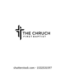 Illustration Modern Church Cross Line Logo Sign Vector Graphic Abstract