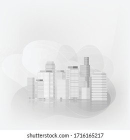 Illustration of a modern city with black or white characteristics Polluted city, for background Used for designing, pasting text, print media, websites, social media.