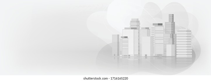 Illustration of a modern city with black or white characteristics Polluted city, for background Used for designing, pasting text, print media, websites, social media.