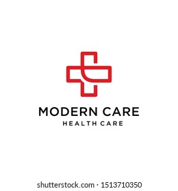 Illustration of modern and clean formed health cross sign logo design