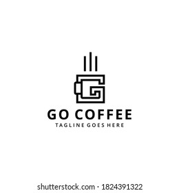 Illustration modern coffee cup drink with G sign logo design template