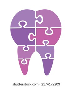 Illustration of modern color jigsaw dental icon