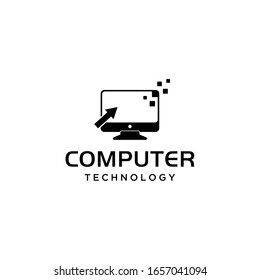 Illustration modern computer with a click arrow on the screen logo design
