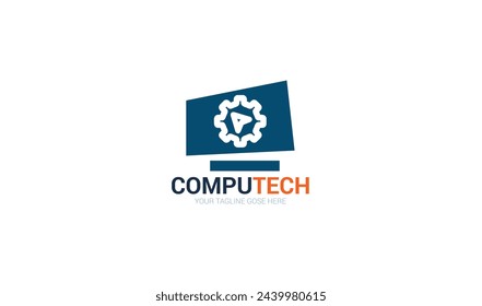 Illustration modern computer logo design template
