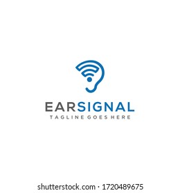 Illustration Modern Creative Ear with signal sign Concept Logo Design 