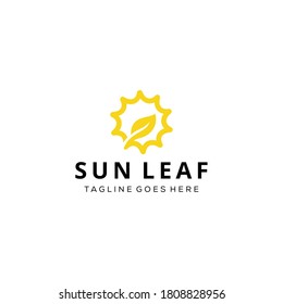 Illustration modern Creative morning Modern Sun with leaf logo design template