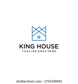 Illustration modern Crown with house luxury geometric logo design