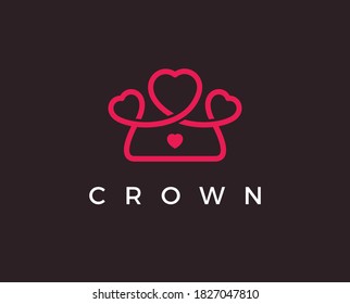 Illustration modern Crown jewelry with heart luxury logo design