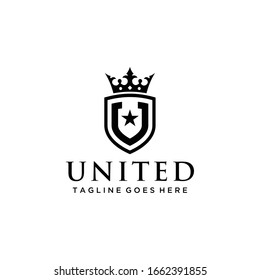 Illustration modern Crown and shield with U sign luxury logo design