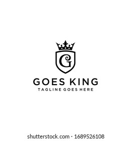 Illustration modern Crown with sign G and shield luxury logo design icon
