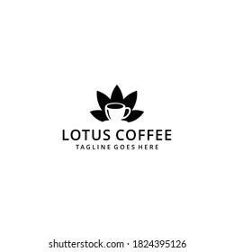 Illustration modern cup coffee drink with lotus sign logo design template