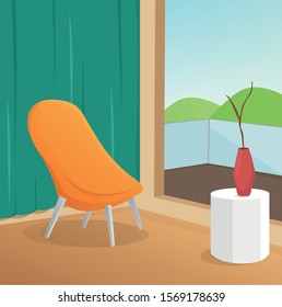 Illustration of modern design apartment interior.