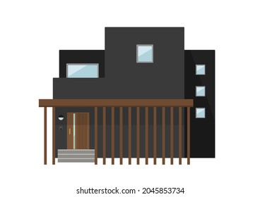 Illustration of a modern detached house (cube type)