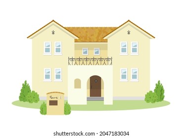 Illustration of a modern detached house (Provence style)